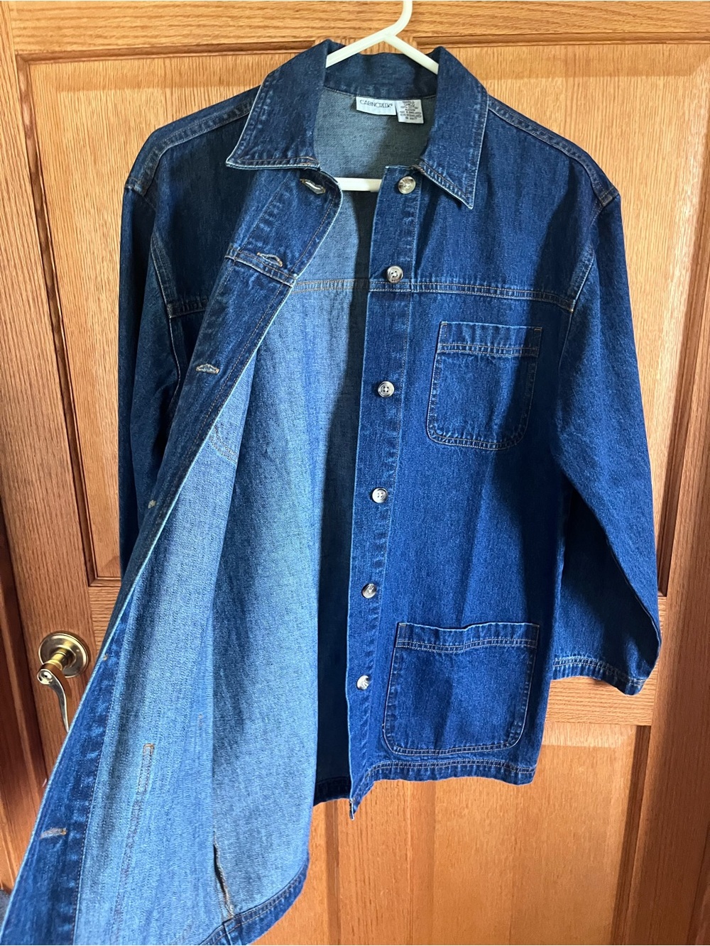 Vintage cabin creek Dark Blue Denim Jacket - chore Classic Button-Up patch pockt